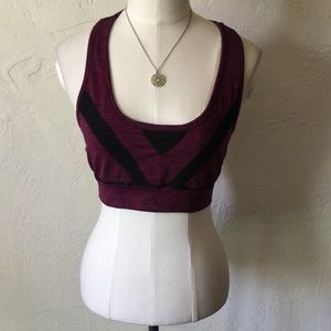 Soho sport burgundy and black stripes sports bra